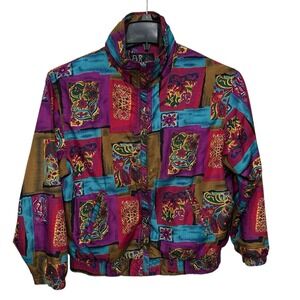 Vintage EVR Jacket Small Windbreaker Colorful Zip Up Long Sleeve DIV‎ Rousso